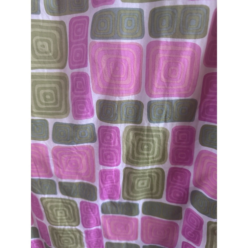 Talbots Retro Pink Green Geometric Cotton Sleeveless Dress Size 14 1960's - Picture 6 of 12